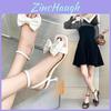 Elegant Butterfly Knot Flat Head Sandals With Pu Material For Summer Womens Dresswear