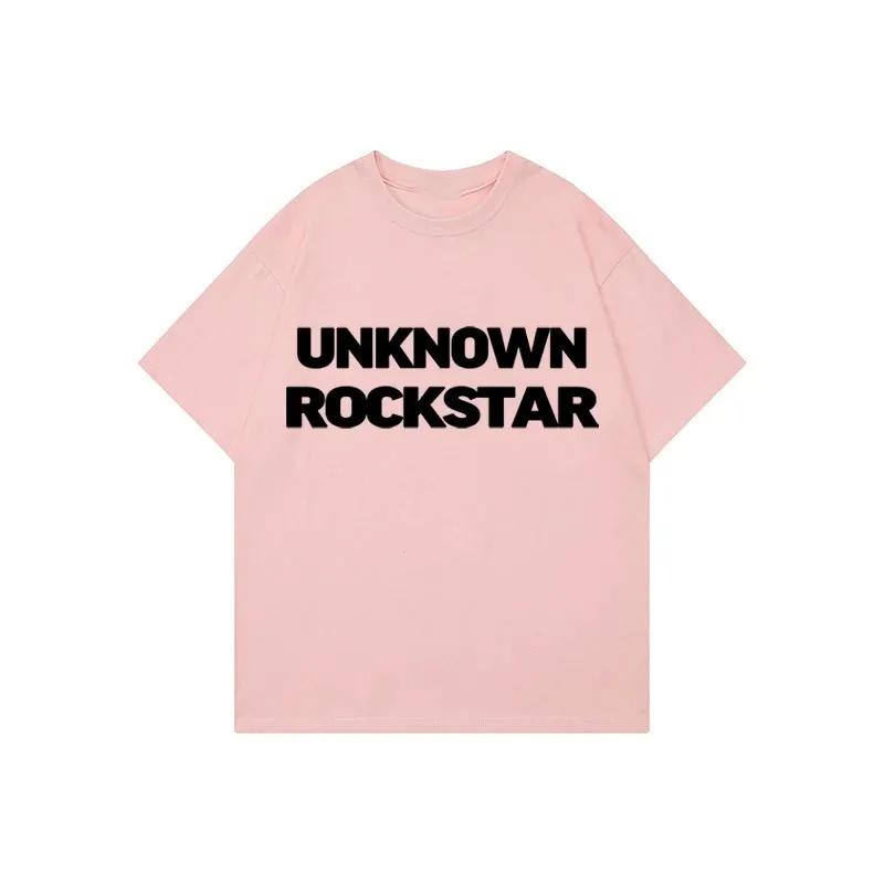 Unknown Rockstar Print American T-shirt Men Women Cotton Oversized Tshirt Summer Short Sleeve T Shirt Tops Trend Tee Clothes