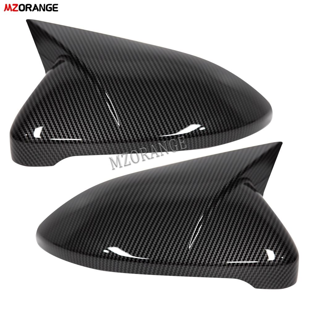 Side Wing Mirror Cover For VW Golf MK7 MK7.5 R GTI GTD 2014 2015- Rearview Mirror Caps Casing OX Horn Style Car
