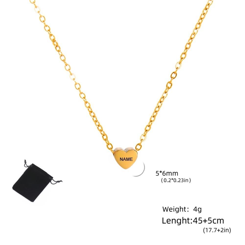 Customized Name Date Mini Minimalist Love Necklace Stainless Steel Heart Shaped Women's Necklace Fashion Couple Jewelry Gift