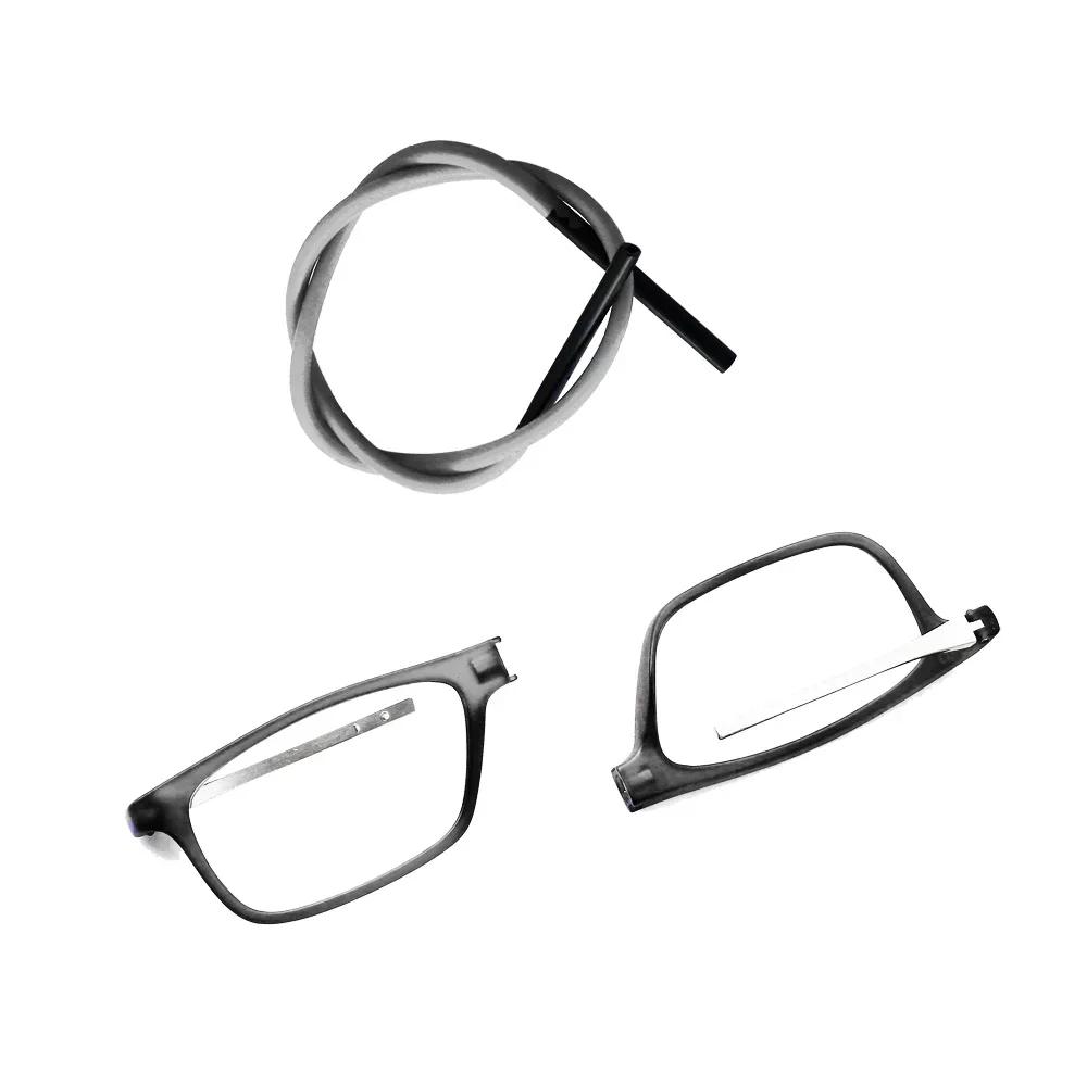 QGAOP Trendy TR90 Magnetic Reading Glasses Hanging Neck Soft Temple Presbyopic Glasses for Elderly Men Women