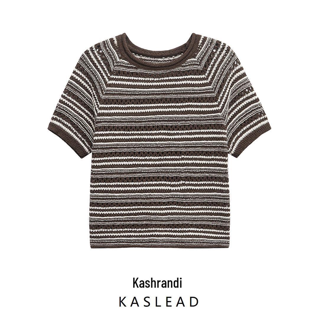 

2024 Spring Women s European & American Style Striped Knit Top - Fashionable, Simple, Versatile Small