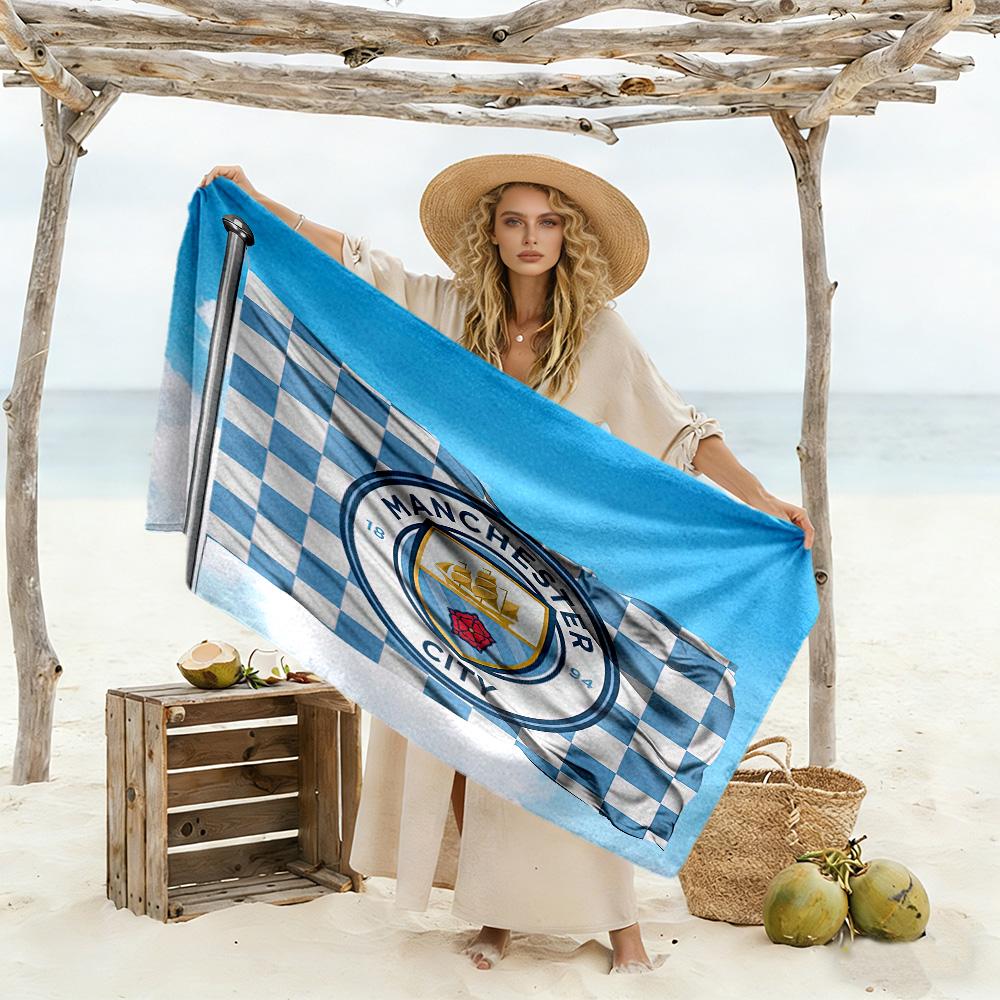First Place Manchester City Fc Logo Beach Towel Soft Durable Quick-Dry Comfortable Lightweight