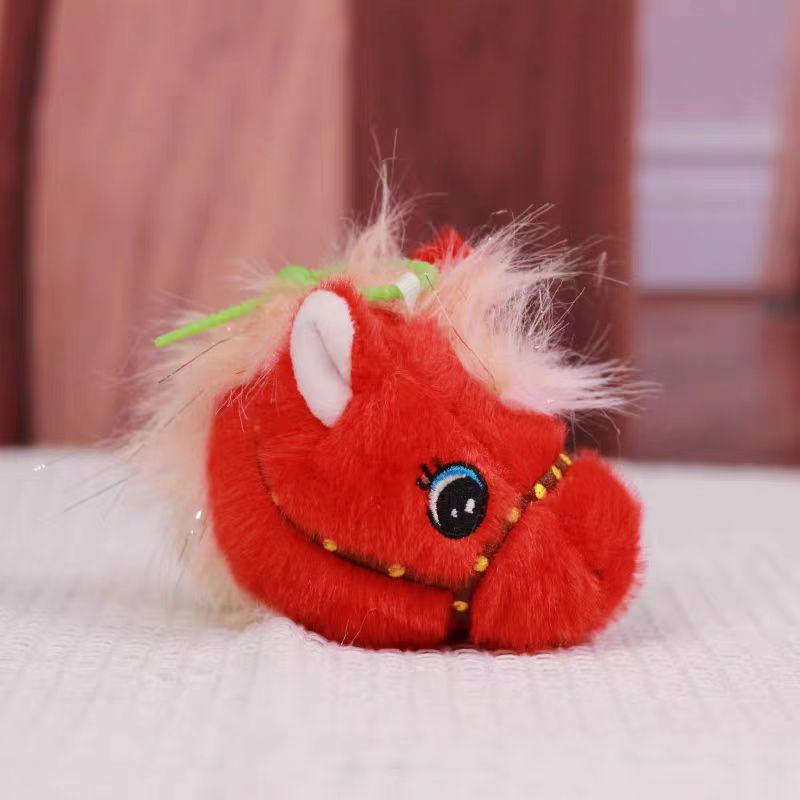Cute simulated pony plush toy doll horse head doll keychain pendant zoo commemorative doll gift