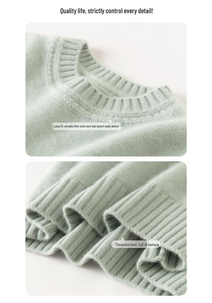 Women's Baby Cashmere Sweater: Soft, Warm, Loose Knit, Solid Color, Versatile, Simple Base Layer