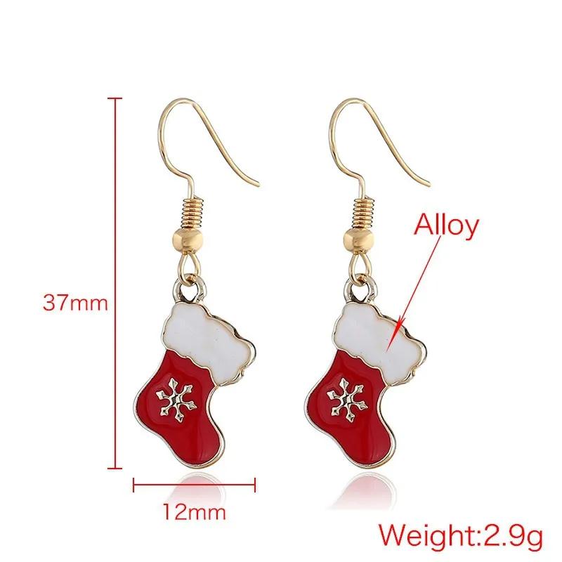 Christmas Crystal Snowman Earrings Enamel Snowflake Socks Pendant Necklaces for Women Girls Xmas 2024 New Year Jewelry Gifts