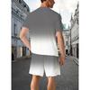 Gradient splicing letter pattern full body digital printing men's set