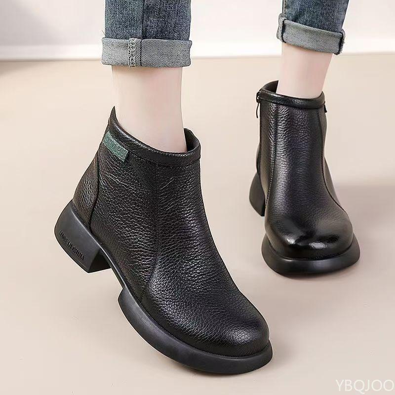New winter hot fashion versatile cotton shoes thick heels retro versatile waterproof anti slip thick soled short boots
