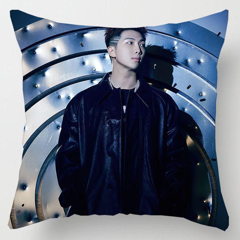Kpop 18in Bts Bangtan Boys Cushion Cover Decorative Soft Pillow Case Peach Skin