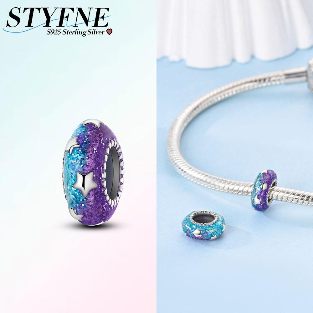 

Charms Copper Starry Night Rubber Stopper Beads Fit Plata Original Bracelet Women Jewellery Making Fine Gifts