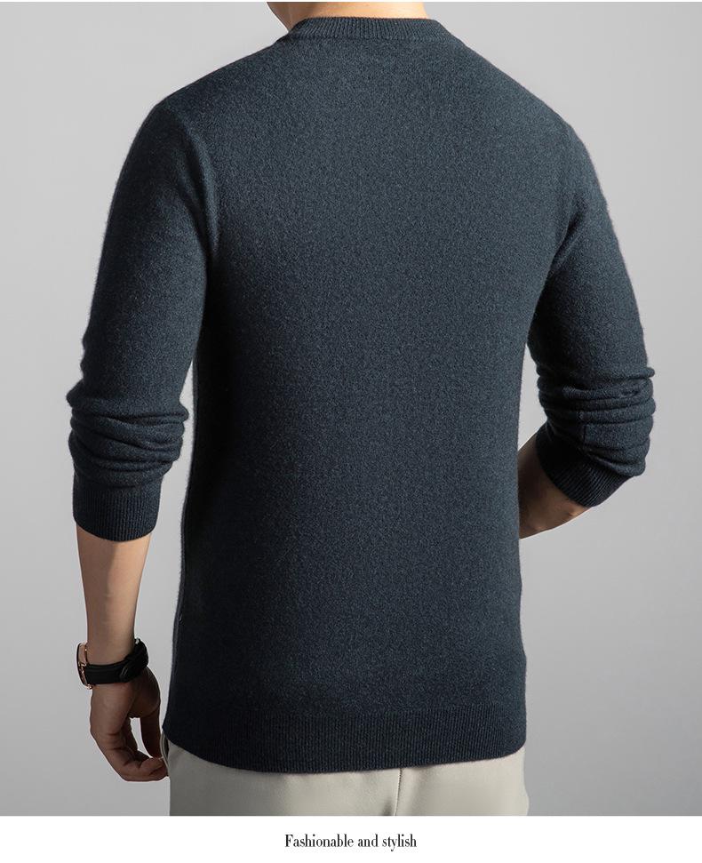 Men's Winter Cashmere Sweater: Fashionable, Warm, Casual Round Neck for All Ages