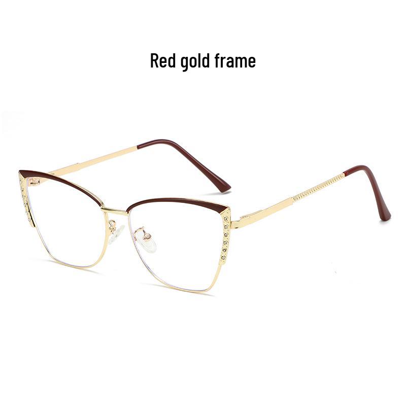 Retro Rhinestone Cat-eye Anti-Blue Light Glasses: Fashionable Color-changing Metal Frames