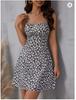 2026 European and American summer new fashion casual waist thin suspender backless printing sexy dress women