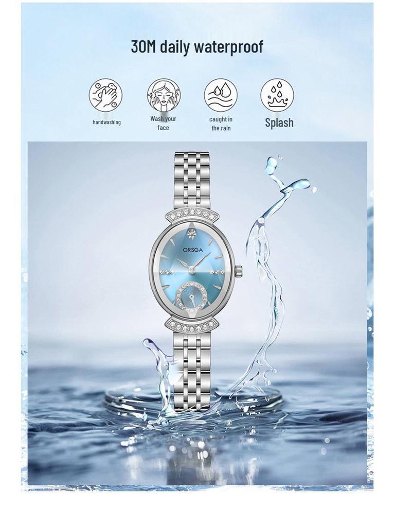 ORSGA Women's Oval Diamond-set Fashion Watch with Prismatic Mirror and Quartz Movement