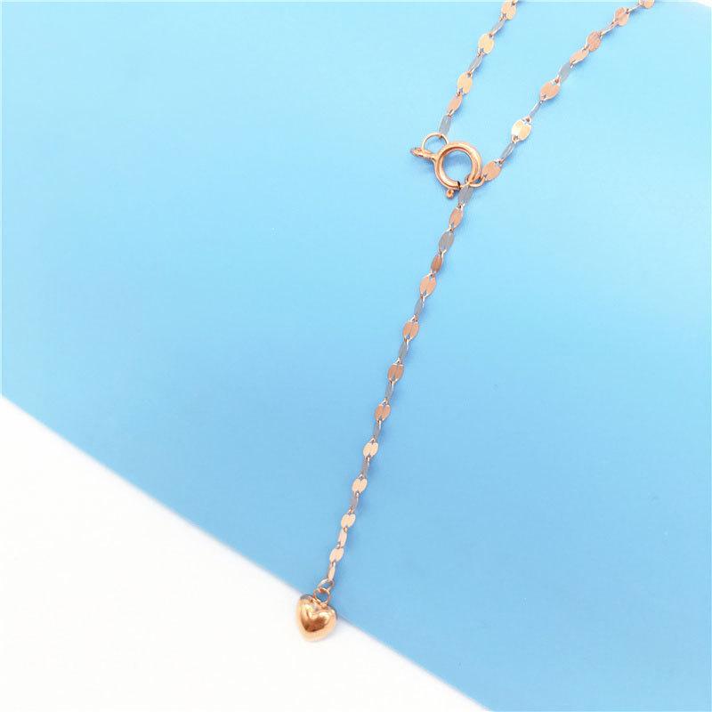 Purple Gold Pure Lip Kiss Chain Necklace Rose Gold Plated Color Gold Heart Shaped Delicate Plain Chain Collarbone Chain