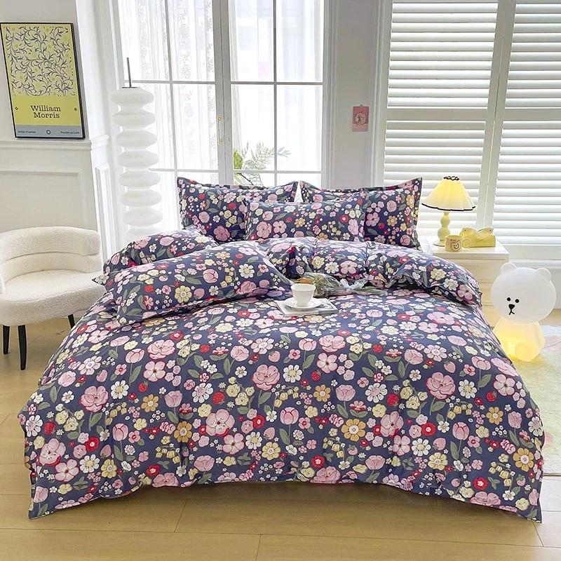 Comforter Romantic Peony Floral Reversible Shabby Flower Comforter With 2 Vintage Farmhouse Bedding Set