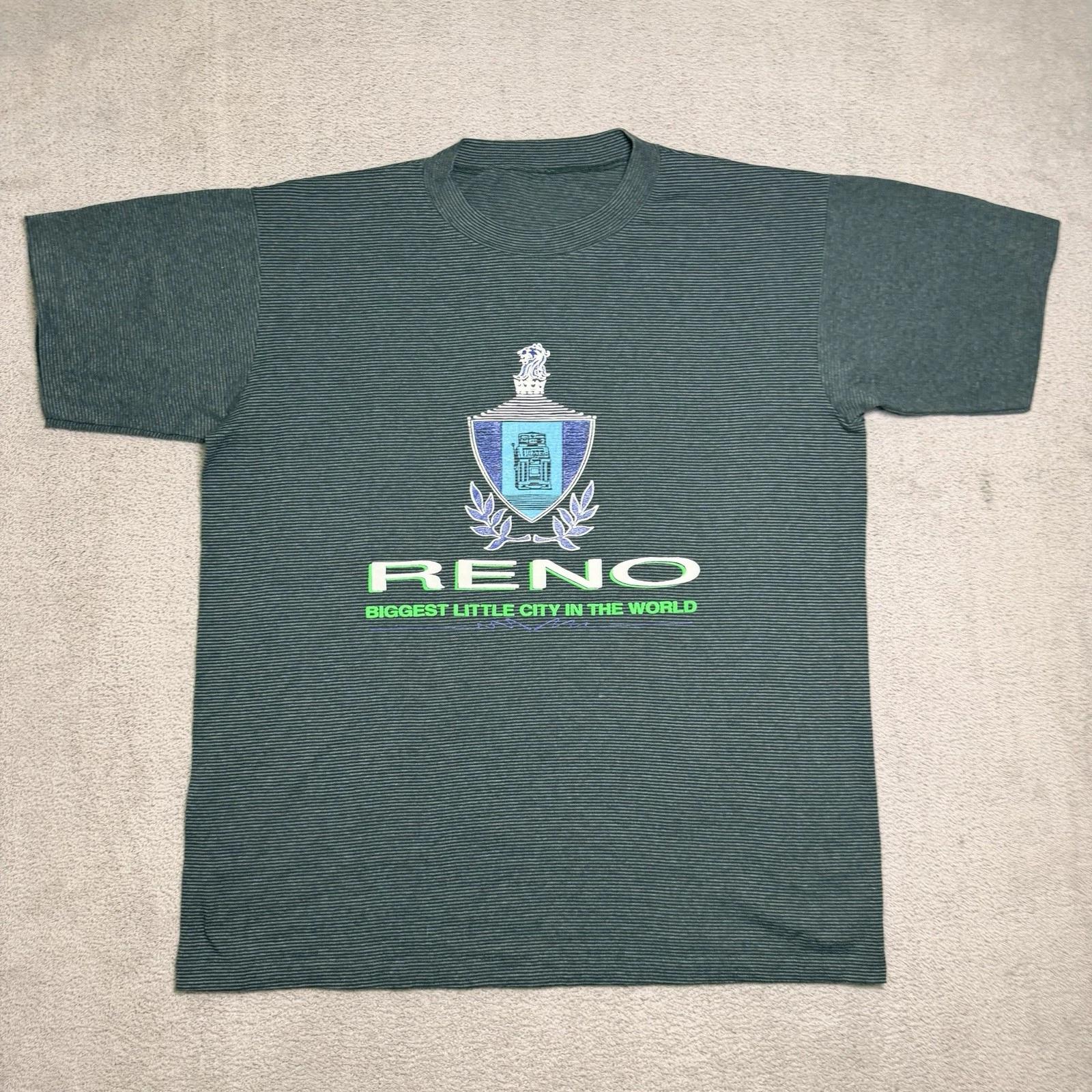 Vintage Reno Striped Graphic Tee Shirt Men’s Large Short Sleeve 2XL