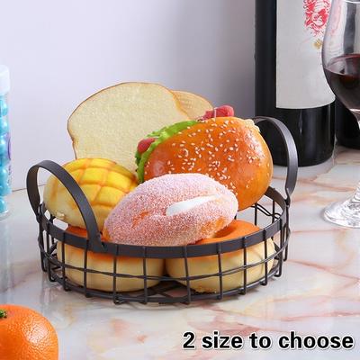 Cestino per uova con orecchio Cesto per frutta in ferro battuto Cesto portaoggetti da scrivania Accessori per fotografia Filo di ferro Mes