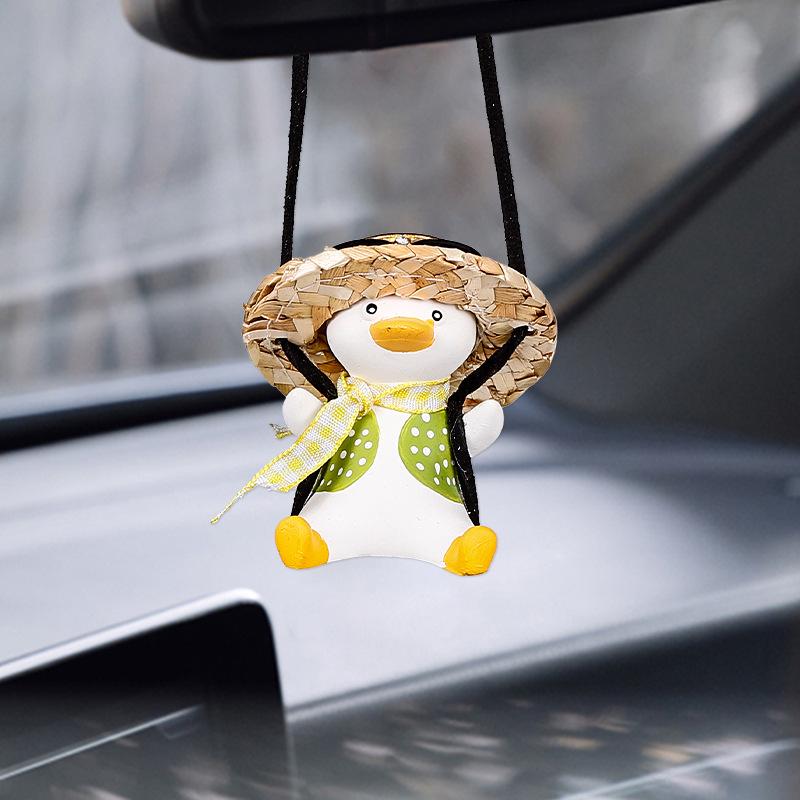 Trendy Swinging Duck Aromatherapy Car Pendant for Rearview Mirror