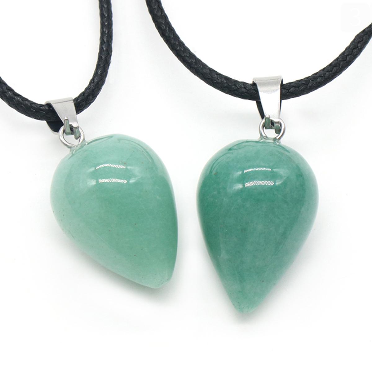 

Ожерелье из натурального камня в форме капли, кулон, кристалл, розовый кварц, аметист, содалит, опал, подвеска, веревочная цепочка, ожерелья для женщин и мужчин, ювелирные изделия, колье 22x16 мм 1Pcs/Green Aventurine