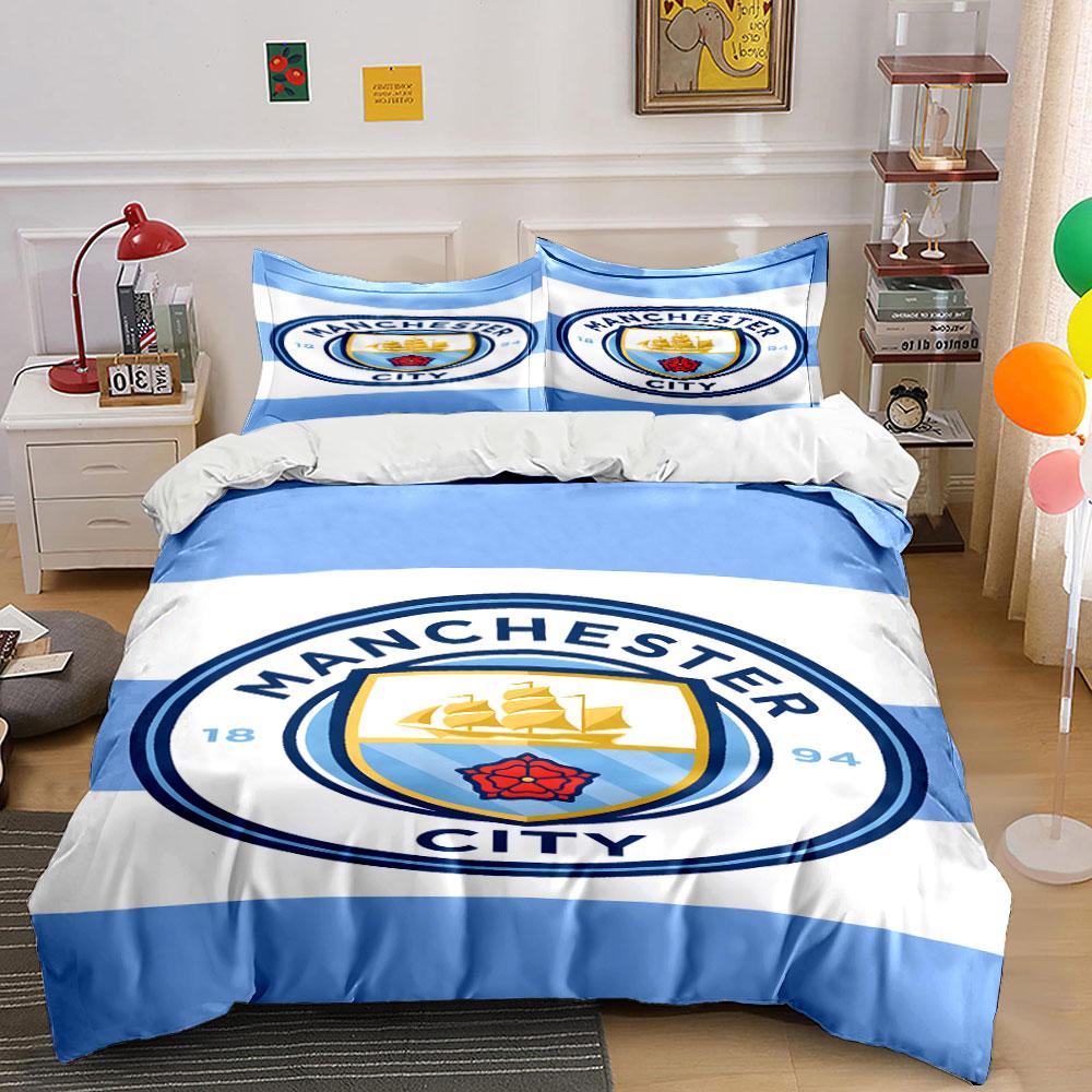 Manchester City Logo Pattern. Bedding Sets Duvet Cover Sets Duvet Covers Pillowcases(1 * Duvet Cover 2 * Pillowcases, Without Duvet Insert)