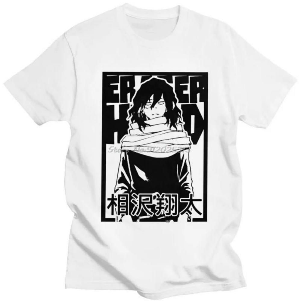 

Мужская футболка с аниме-мангой Boku No Hero Academia, футболка с коротким рукавом из хлопка, с принтом Айзавы Шёты, топы, одежда, подарок S чёрный