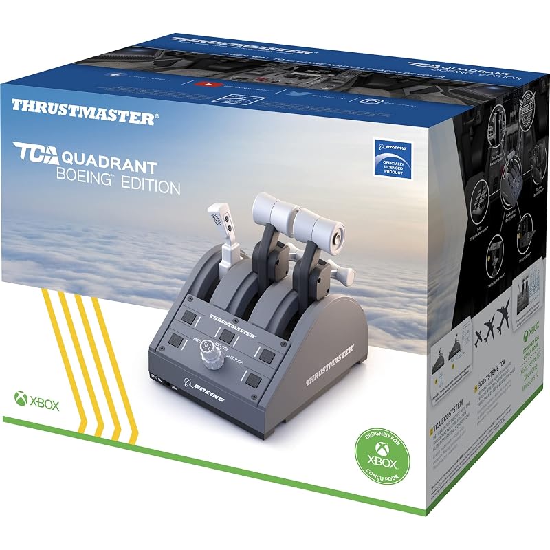 [Boeing/Xbox Official Licensed Product] Thrustmaster TCA Quadrant Boeing Edition - High-precision throttle quadrant for flight simulation on PC and