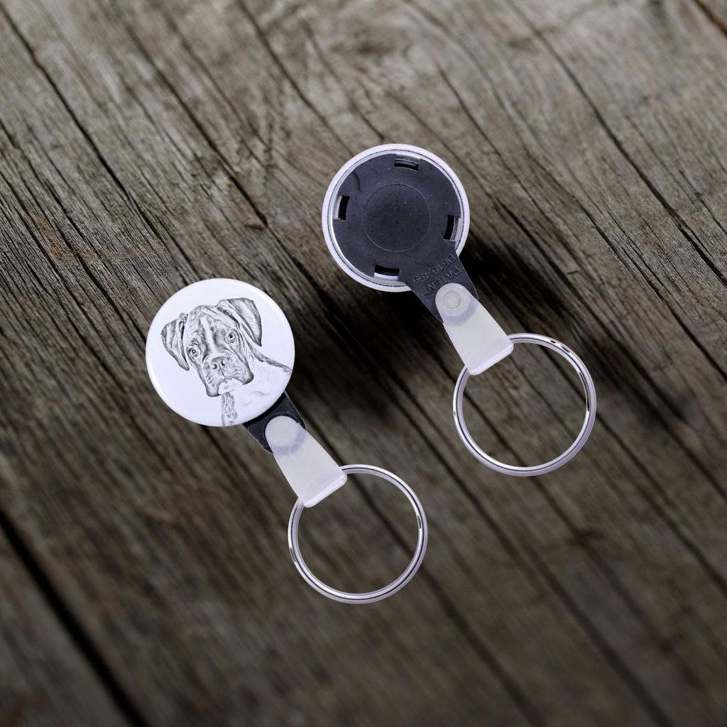 Boxer, German Boxer III - Keychain with a Dog Portrait, Pendant with the Brand's Own Art-Dog Graphics