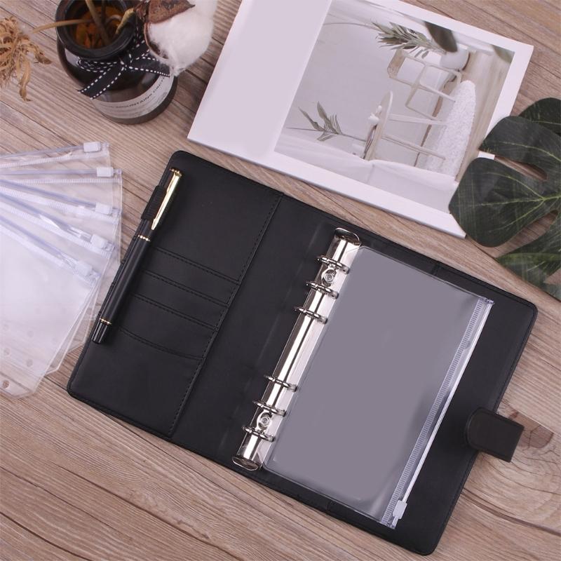 Geldsparender Geldbeutel Leder Budgetplaner mit Bargeldumschlägen und bunten Etiketten Aufkleber Ordner Geldorganisator