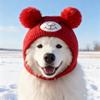 Soft Knitted Dog Ear Scarf Cute Bear Ears Cotton Knitted Dog Headgear Non-Slip Snug Fit Velvet Material Pet Hat