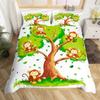 Cute Monkey Bedding Set Full Twin Cartoon Banana Stars Duvet Cover Tropical Wild Animal Fruit Comforter Cover Yellow Quilt Cover