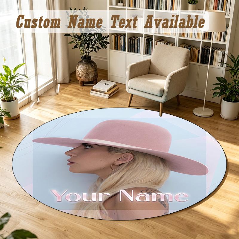 Rond Vloerkleed Gepersonaliseerde NaamLady Gaga Patroon Antislip Tapijt Huis Vloer Decoratie