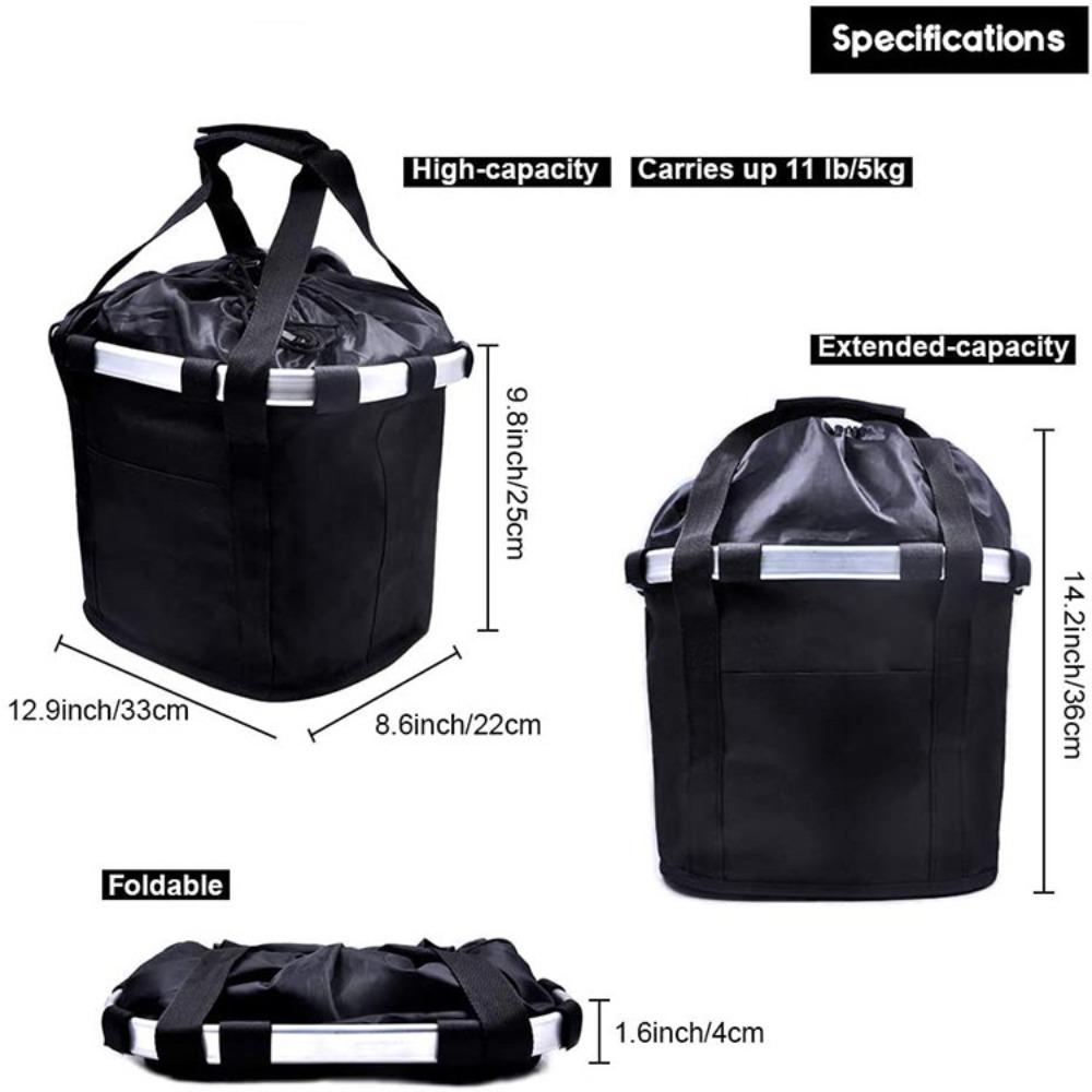 Aluminum Zinc Zinc Alloy Frame Bicycle Front Basket Foldable Mountain Bike Bags  Grocery Shopping