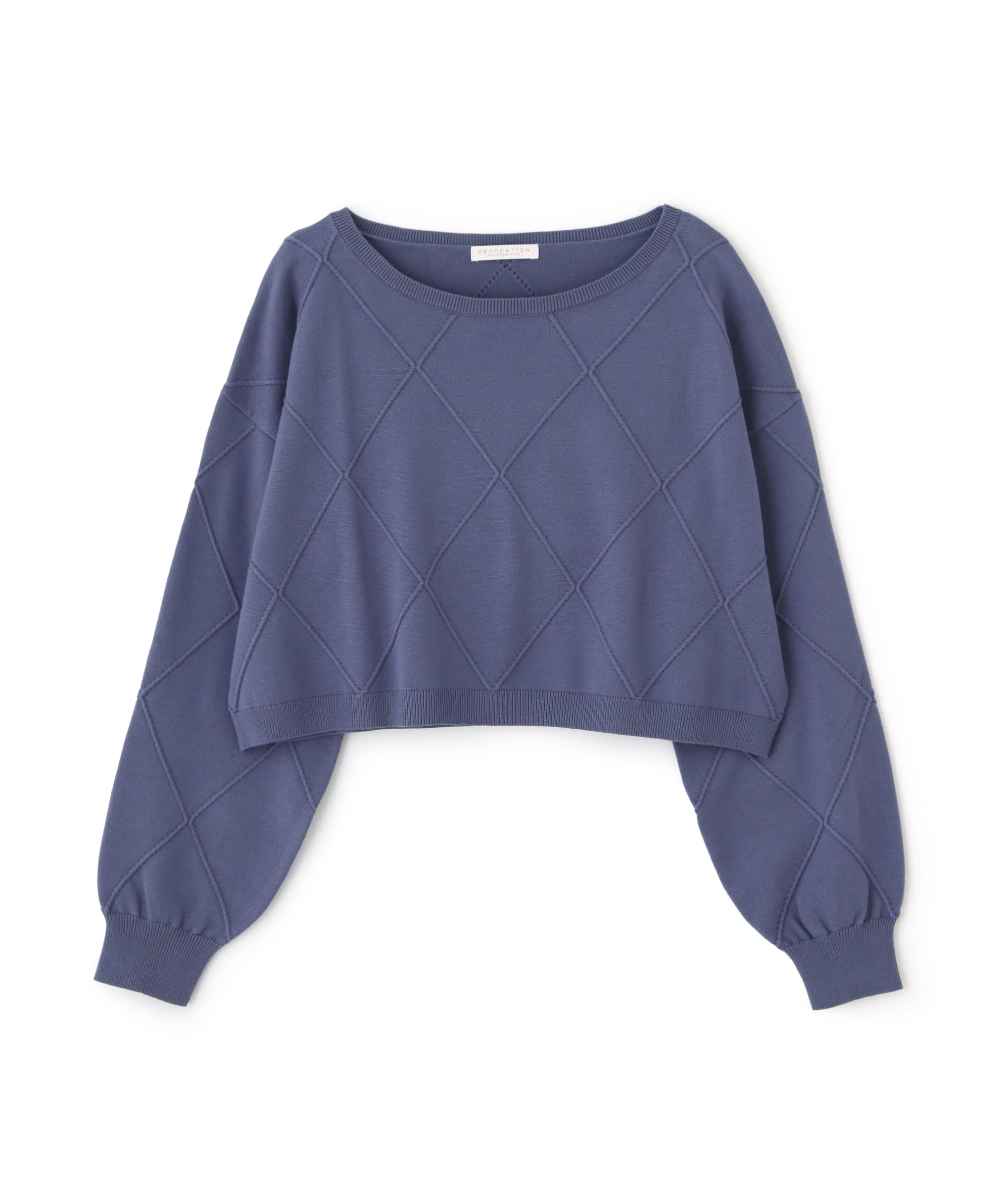 

Proportion Body Dressing Diamond Pattern Short Knit Blue Sweater, Women s, синий