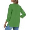 Ladies Casual Fashion V-neck Loose Versatile Color Printed Three-quarter Sleeves