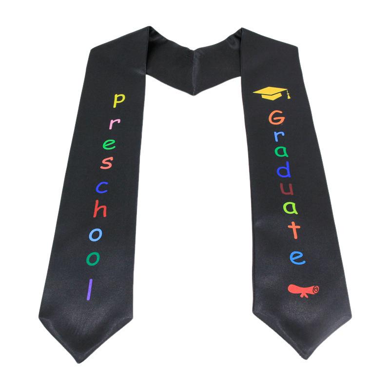 Custom Children's Satin Graduation Gown Set with Embroidered Sash, Tie, and Shawl