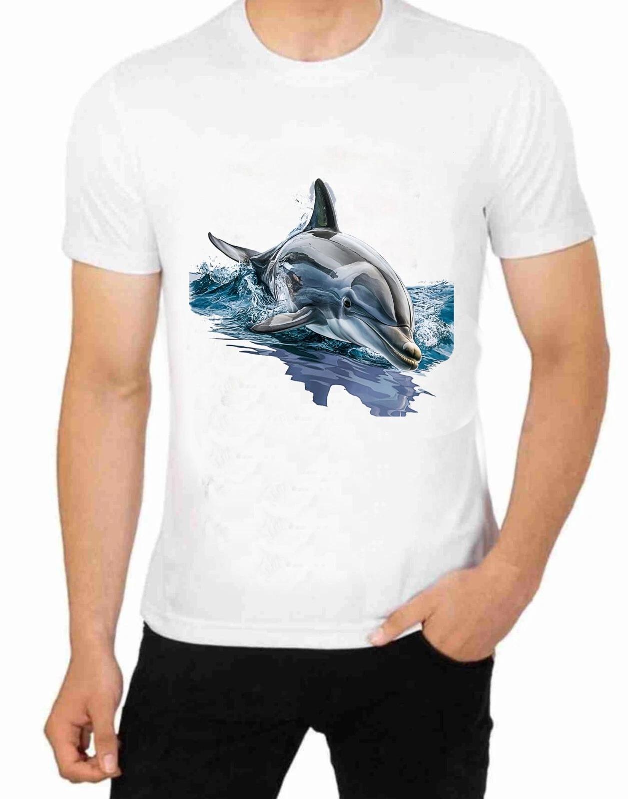 Dolphin Jumping Ocean Sea Life T-Shirt for Men Apparel Short Sleeve Clothing S