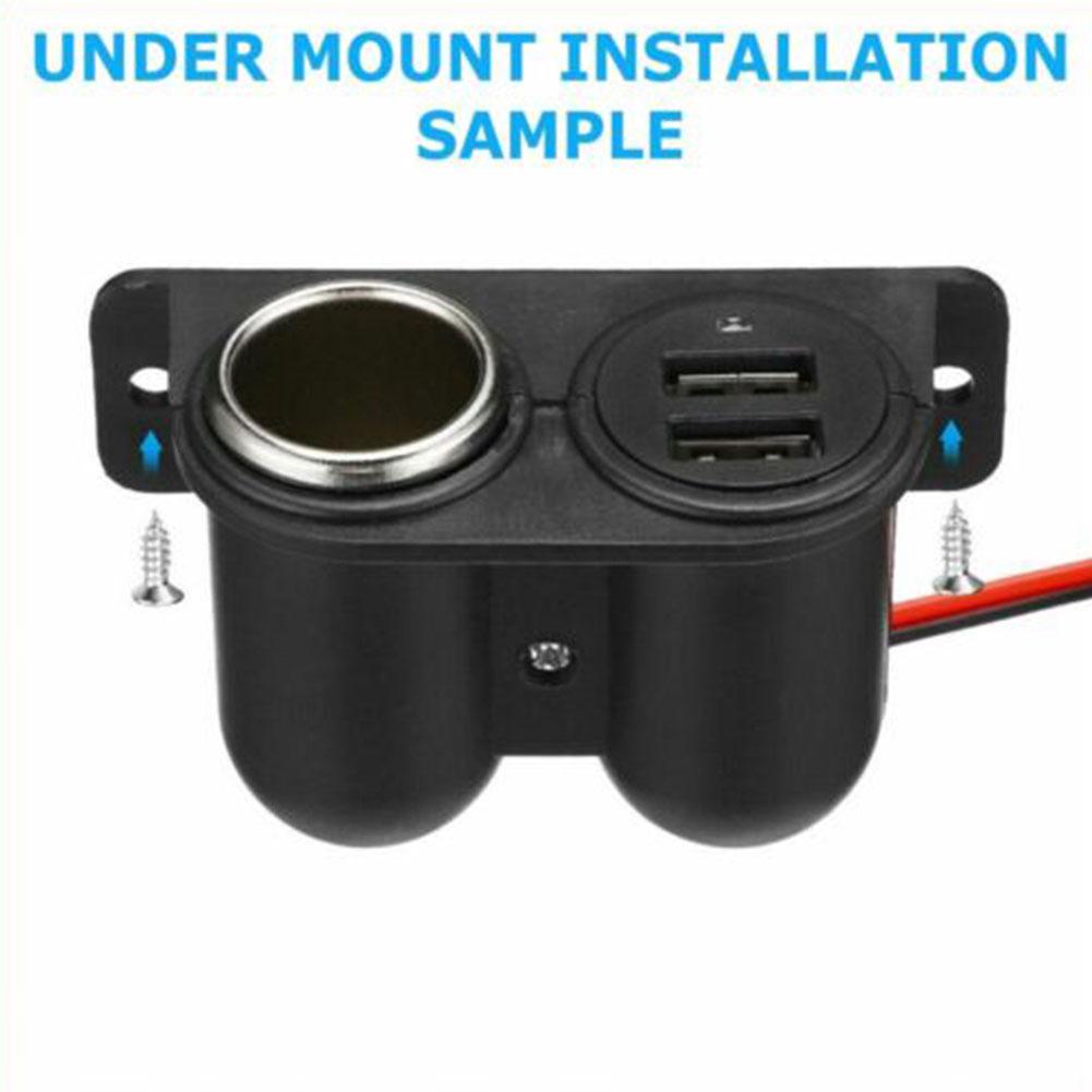 Dual USB Car Charger Socket DC 5V 3.1A Built-In Adapter Cigarette Lighter Multi Plug Fast Charging Ports for Camper Vehicle
