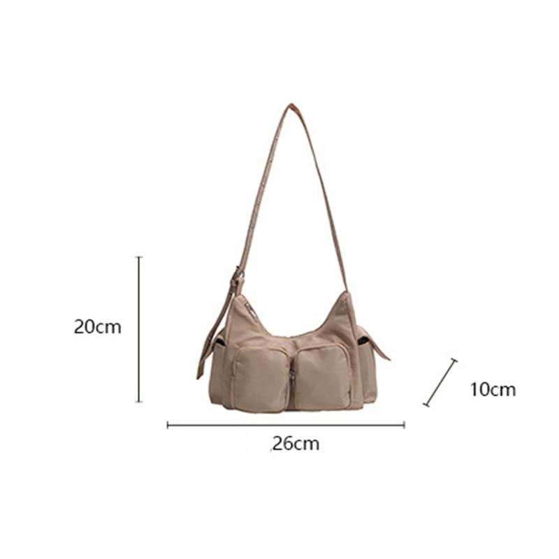 Yogodlns Simple Retro Shoulder Bags for Women Outdoor Travel Ladies Multi-Pocket Crossbody Bag Solid Color Girl Hobos Tote Handbag