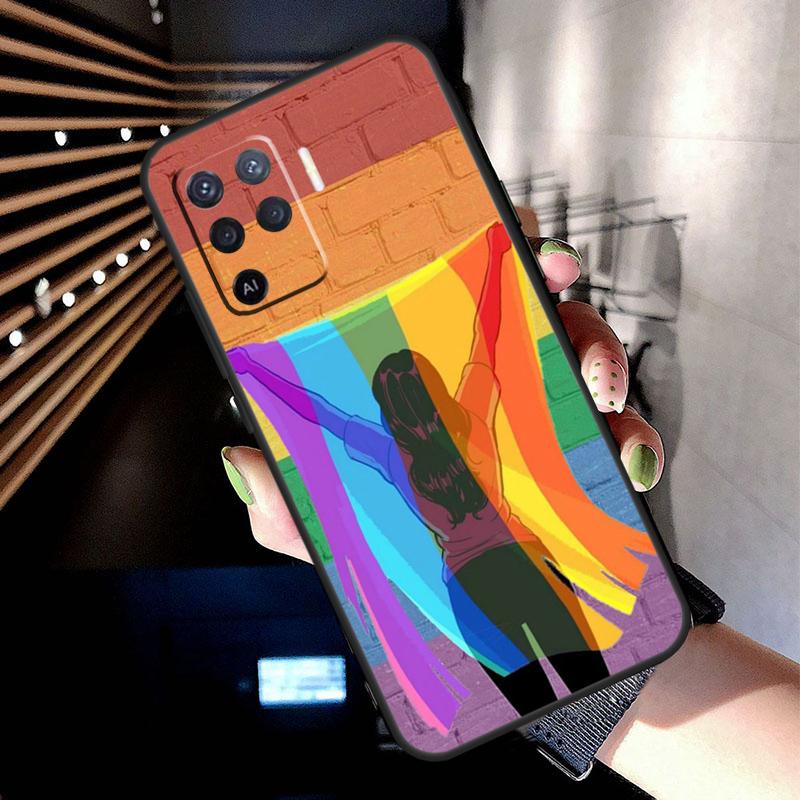 Gay Lesbian LGBT Rainbow Pride Case For Oppo A74 A54 A94 A80 A60 A40 A18 A38 A58 A78 A98 A96 A76 A16 A15 A17 A57 A77 A5 Pro