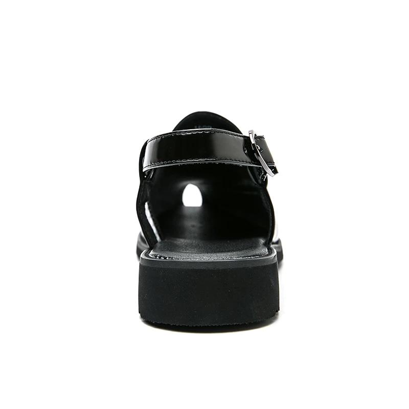 Fashion Sandals for Men Brown Black Pu Buckle Strap Classics Casual Handmade Fashion Men Dress Shoes