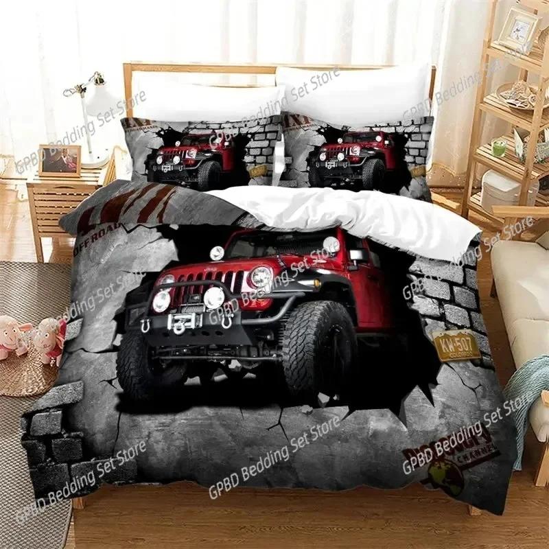 Camion Mostro Cartone Animato Veicolo Cool Fuoristrada Set Biancheria da Letto Camera da Letto Morbido Copriletto Moderno Copripiumino Confortevole Federa Cuscino