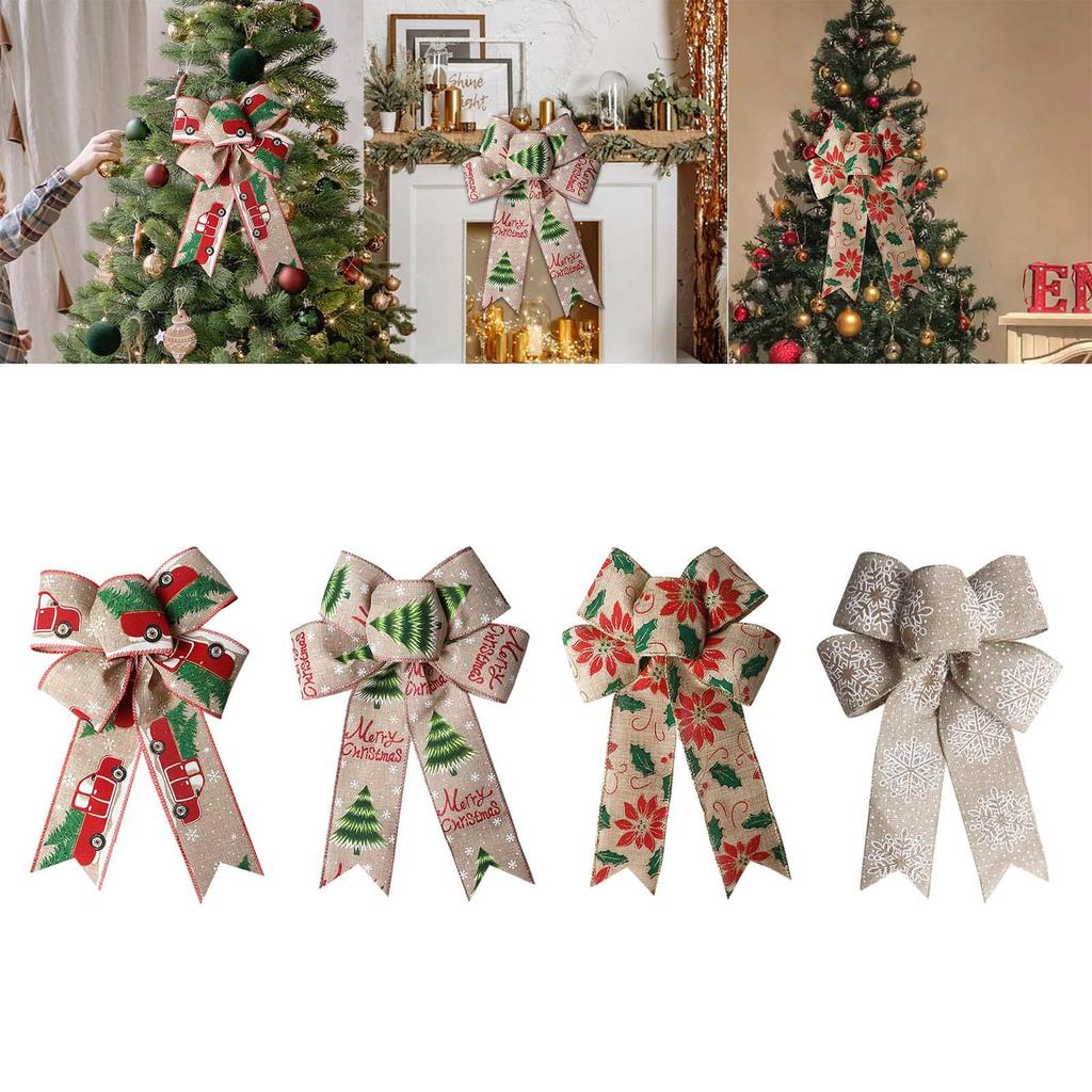 Christmas Bows for Wreath Decorative Ornament Xmas Decorations Large Christmas