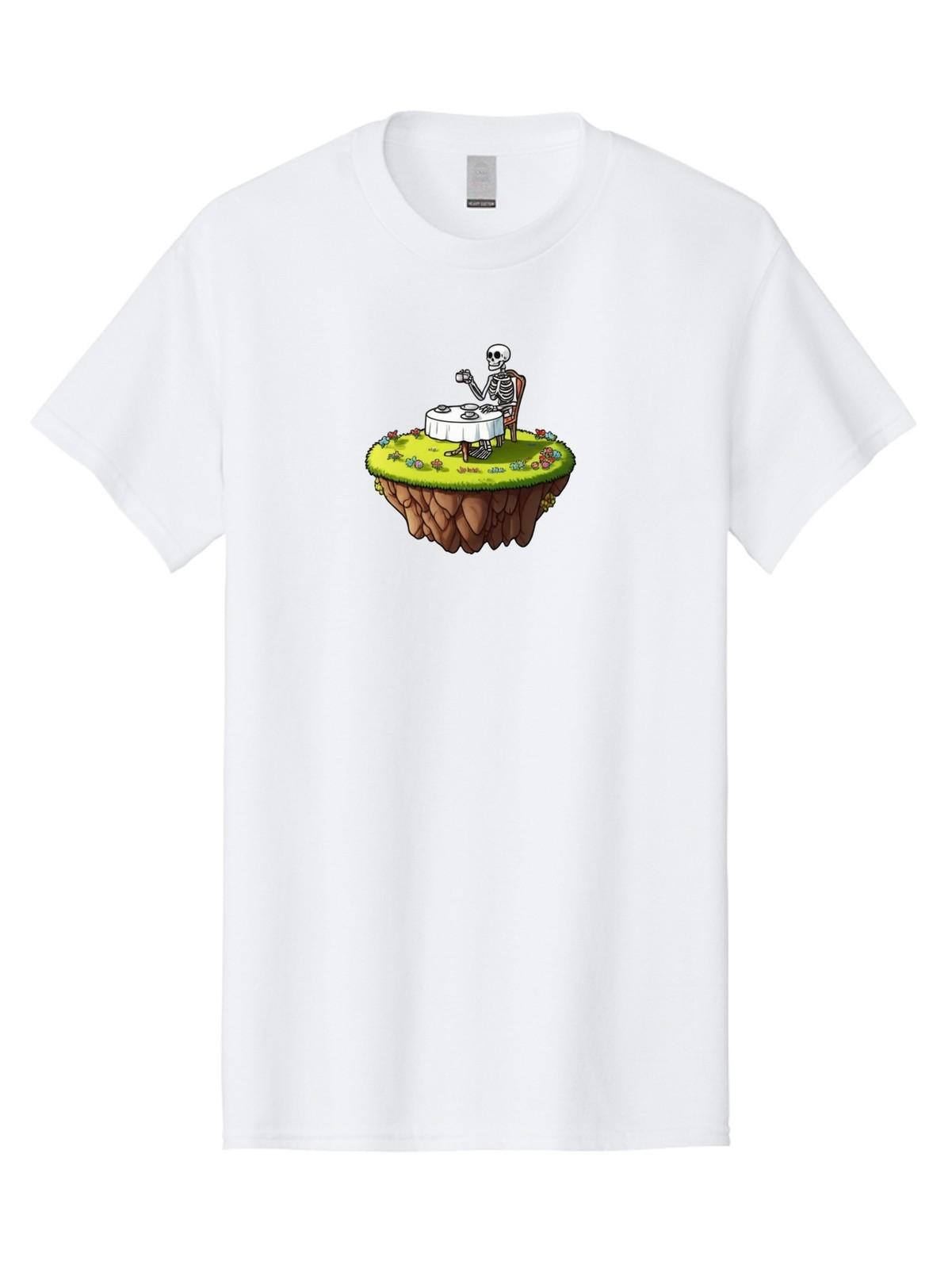 Skeleton-Tea-Party Mens Graphic Tee,100% Cotton,Casual Summer Wear S