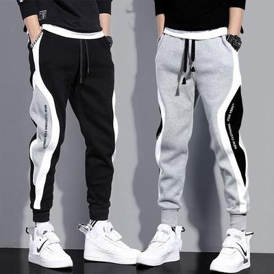 Pantaloni Casual Uomo Color-Block a Nove Punti con Polsini per Autunno/Inverno - Vestibilità Larga, Abbigliamento Sportivo alla Moda in Taglie Grandi
