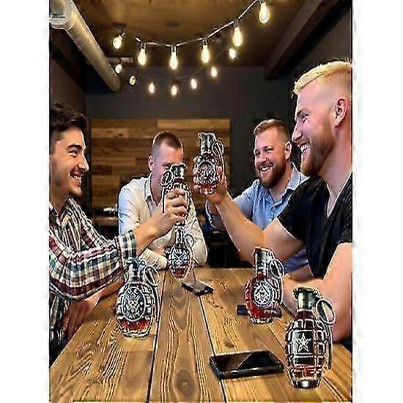 Militärische Handgranate Whiskeyflasche 2025 Gravierte Handgranatenform Glas 300ml Auslaufsicher & Langlebig Whiskey-Dekanter Militärsammlung Veteran Gi