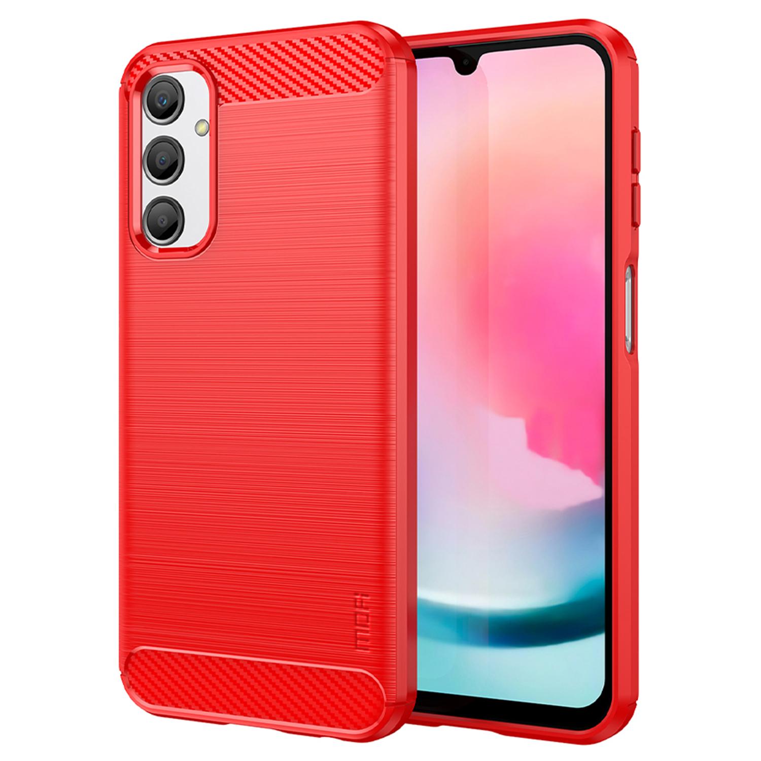 

MOFI JK TPU Series-1 For Samsung Galaxy A24 4G (162.1 x 77.6 x 8.3mm) Carbon Fiber TPU Phone Case Brushed Non-Slip Protective Cover Red