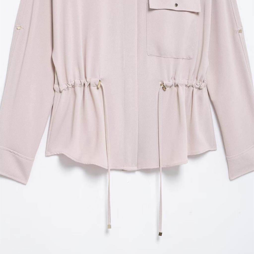 Spring 2025 Women's Slim Fit Drawstring Waist Workwear Shirt