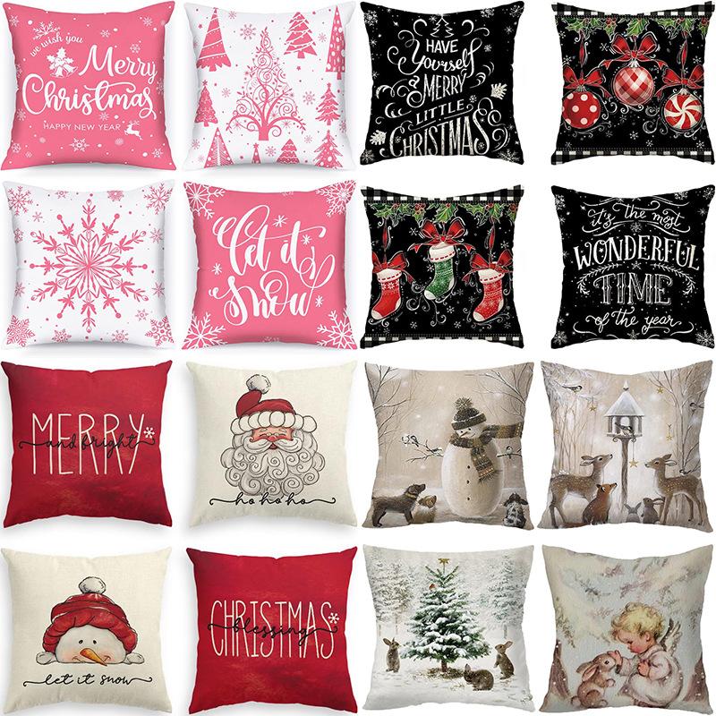Christmas Christmas Pillowcase Home Decoration Cushion Living Room Bedroom Large Backrest Car Car Waist Protection Waist Pillowcase