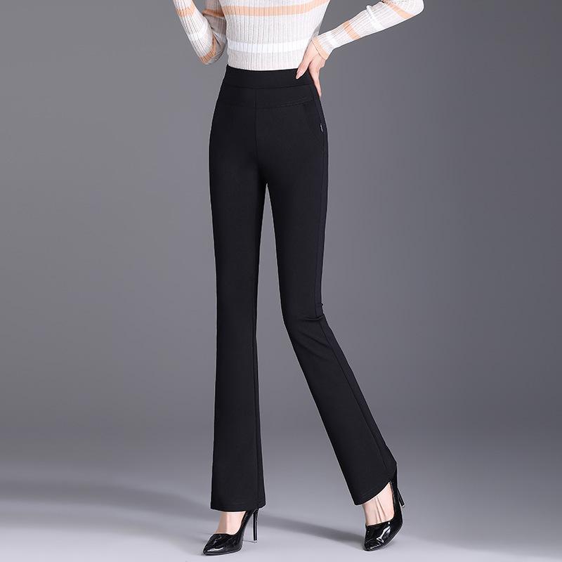 

Женские брюки с высокой посадкой, микро-клеш, стройнящие - Повседневные брюки-костюмные девятки для весны и осени Medium